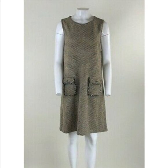 J Jill Tweed Sweater‎ Midi Sleeveless Dress Beige Womens Size S Pockets - Picture 4 of 11